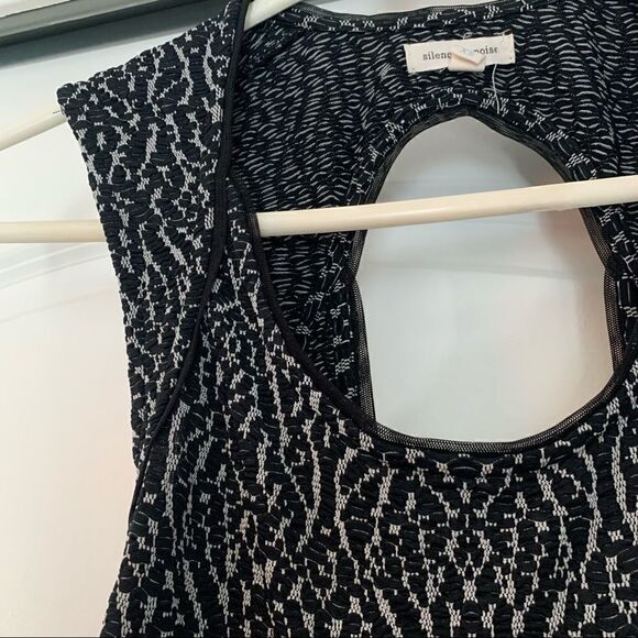 Silence + Noise Abstract Black and White Back Cut Out Mini Dress - Picture 2 of 6